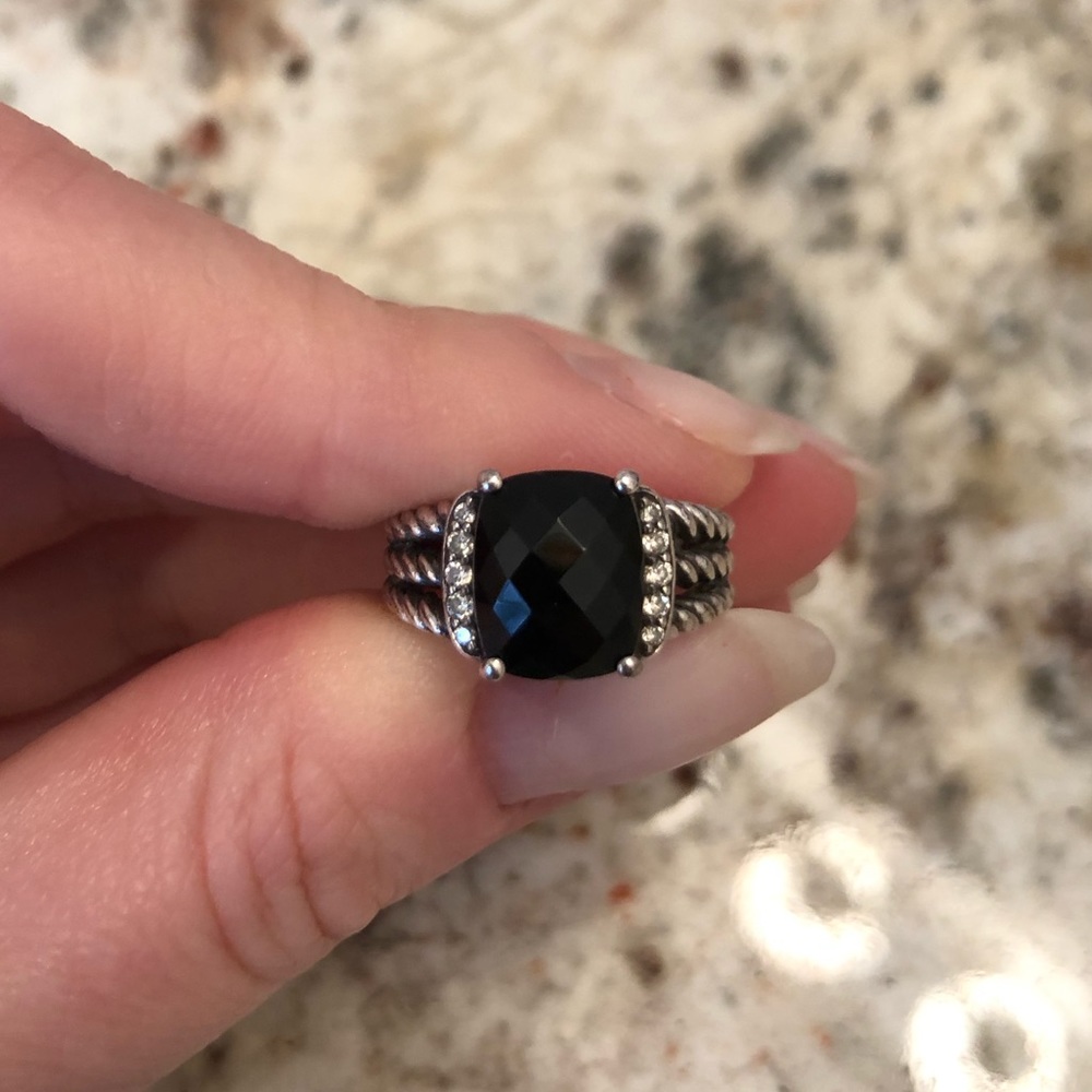David yurman black onyx sterling silver petite Wheaton ring size 5